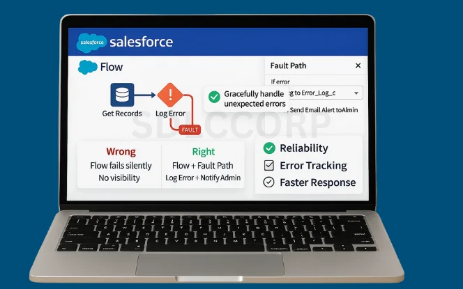 Salesforce Flow best practice adding fault paths and error handling for reliable automation.