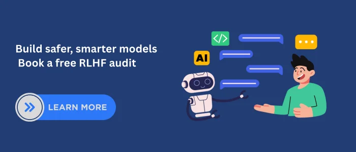 robot and person exchanging chat bubbles—build safer, smarter models with RLHF: Human Feedback in AI