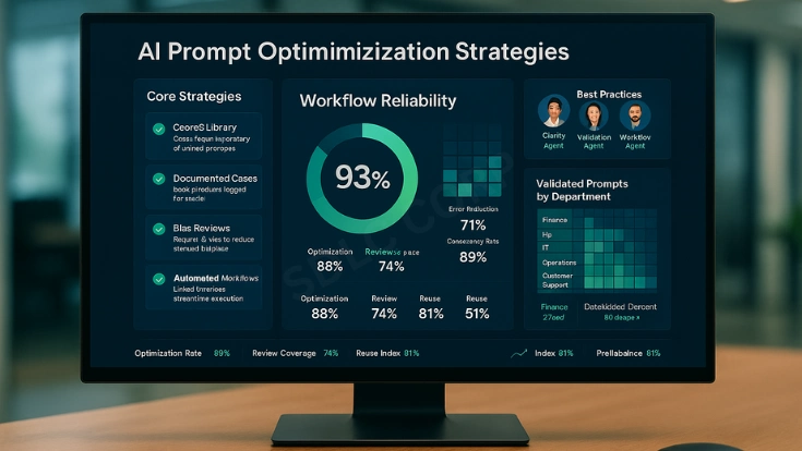 Graphic illustrating strategies for building reliable AI workflows with automation, scalability, and consistent performance