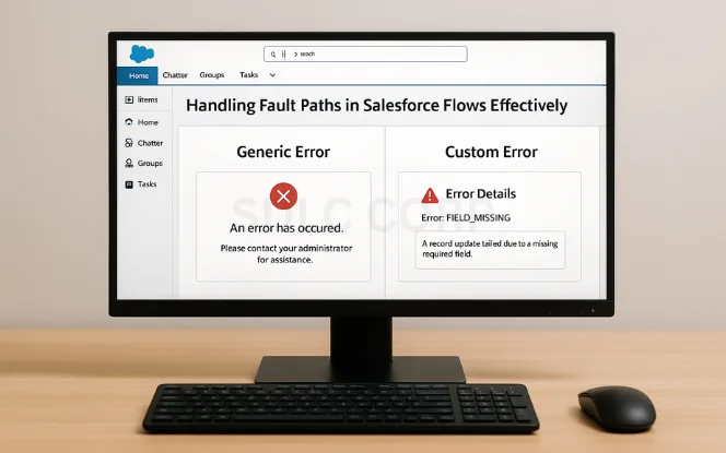 Comparison of generic and custom error handling, with messages for administrators and detailed error information.