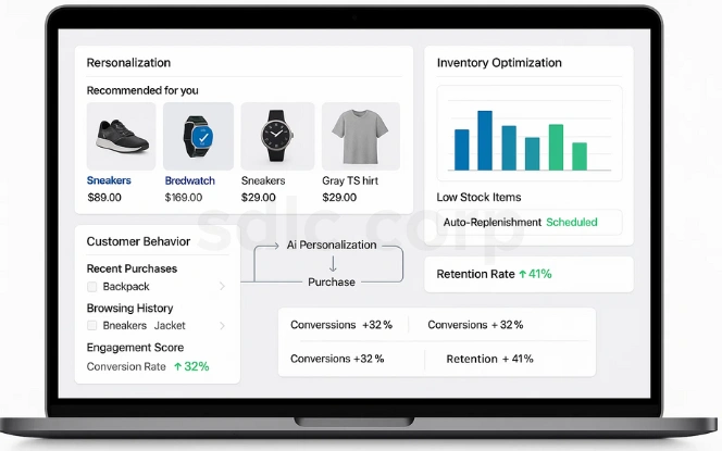 Agentic AI retail dashboard with real-time personalization, customer behavior insights, and inventory optimization analytics.