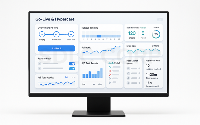  Architecture & discovery dashboard on monitor, white background.
.