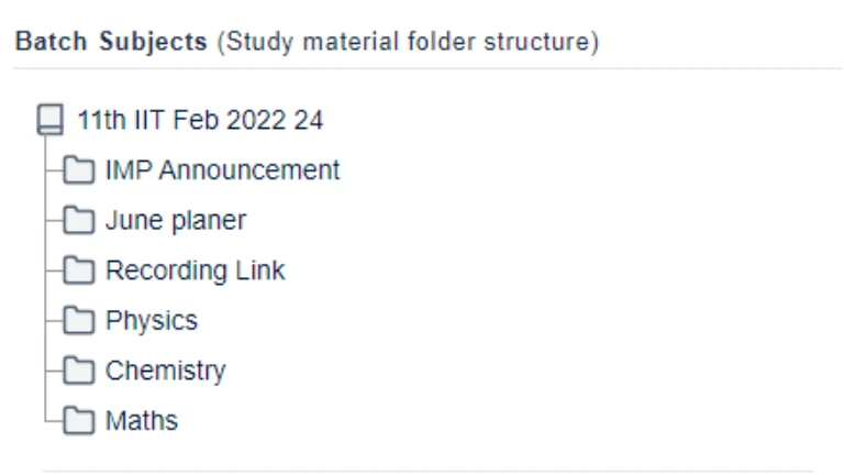 IMS subjects and study material folder structure