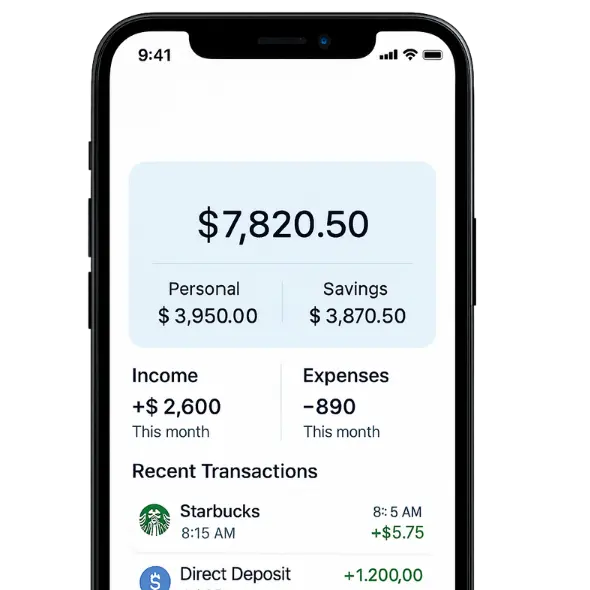 Banking app login screen
