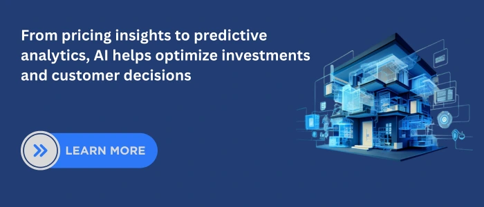AI in real estate providing pricing insights and predictive analytics to optimize property investments and customer decision-making