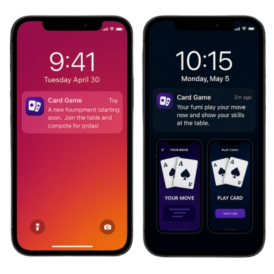 Mobile rummy app push notifications on lock screens showing tournament alerts and gameplay reminders.