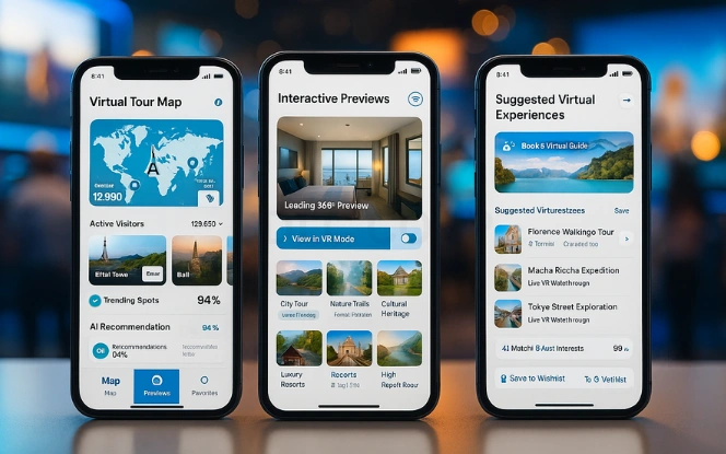 Virtual Tours Using AI AI virtual tourism dashboard with 360 tours and suggested experiences