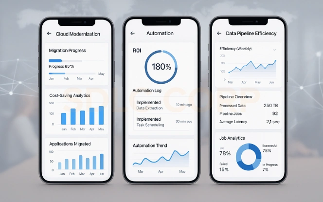 Understanding the GCC Operations Model AI dashboard visualising governance, DevOps analytics, and automation performance metrics in GCCs.