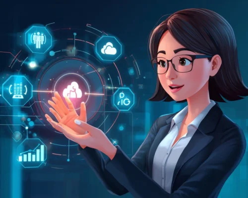 AI engineer reviewing model deployment .