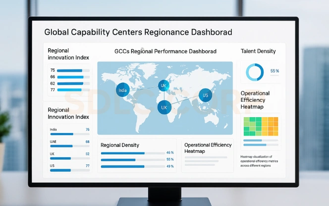 Global GCC Regional Performance Dashboard Regional GCC performance dashboard showing innovation hubs across countries.