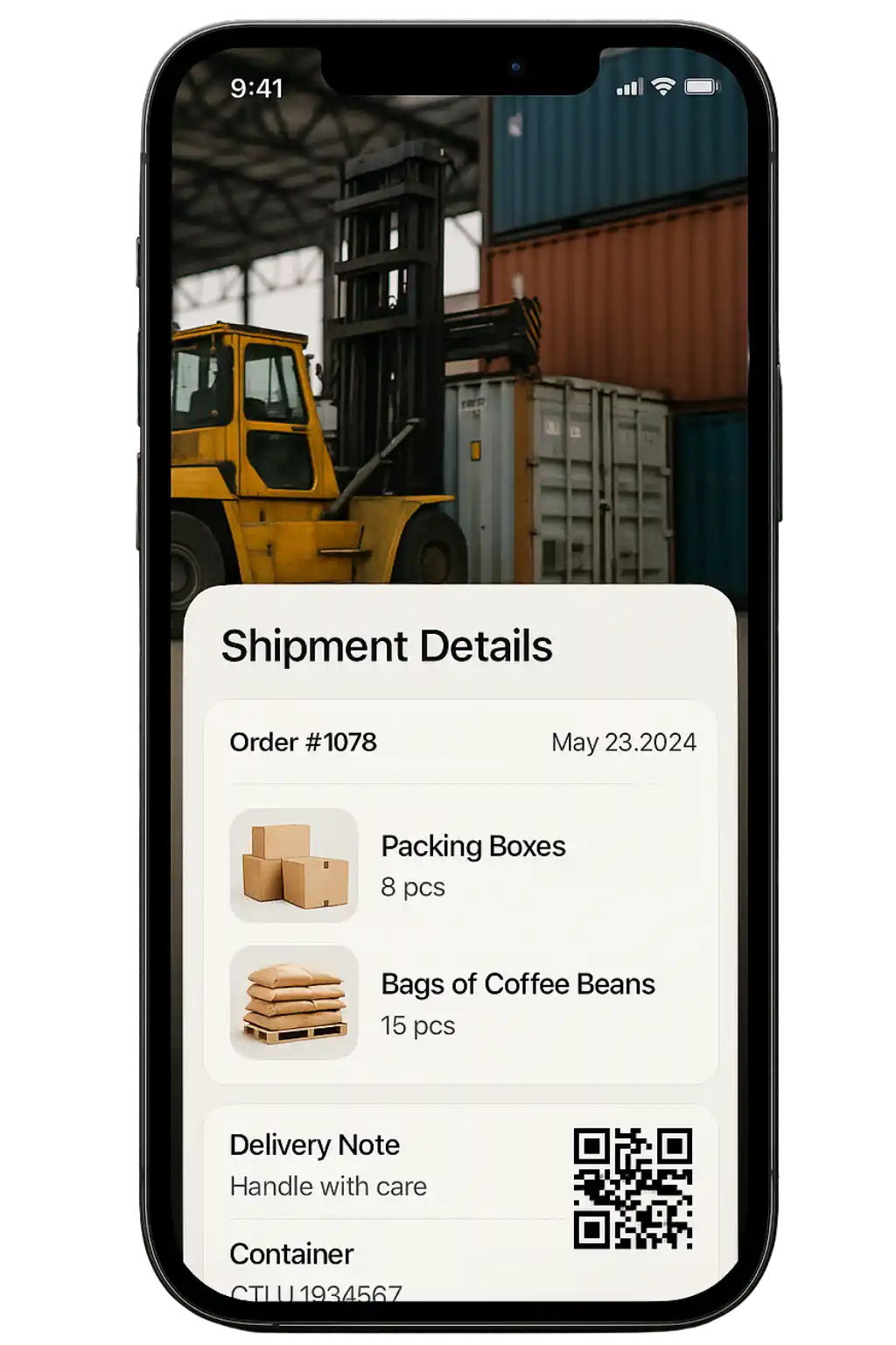 Smartphone showing Odoo Singapore logistics tools Driver Check-In, Delivery Notes, Barcode Scanning, Parcel Handover, and Live ETA updates.