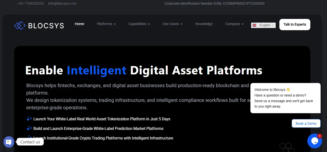 Blocsys AI and blockchain company homepage preview
