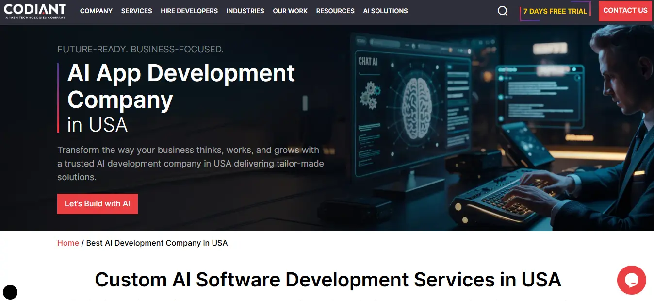 Codiant AI development company homepage preview
