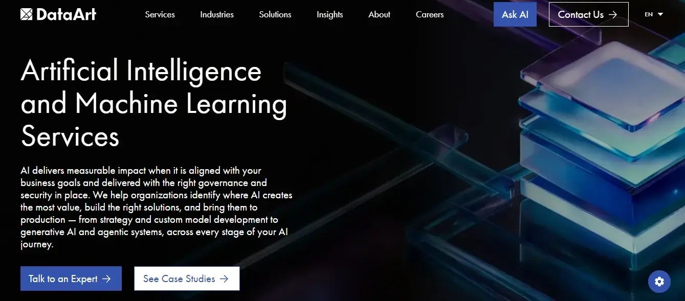 DataArt AI and software engineering homepage preview