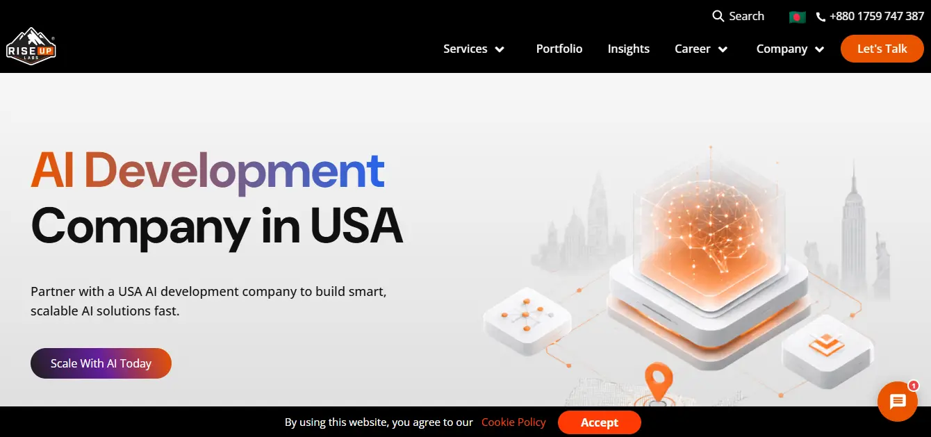 Riseup Labs AI development company homepage preview
