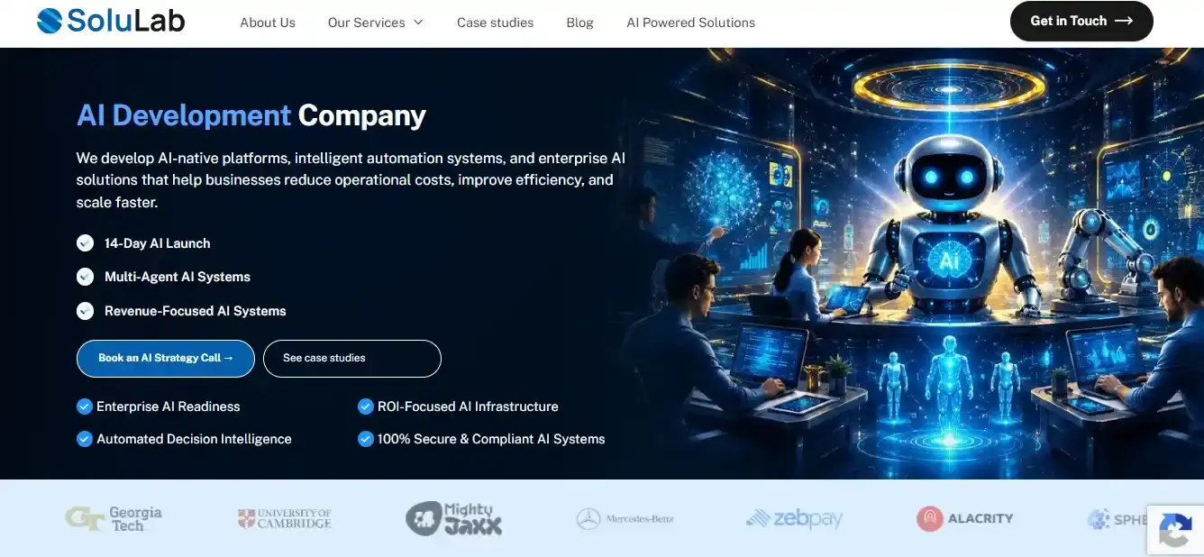 SoluLab AI development company homepage preview