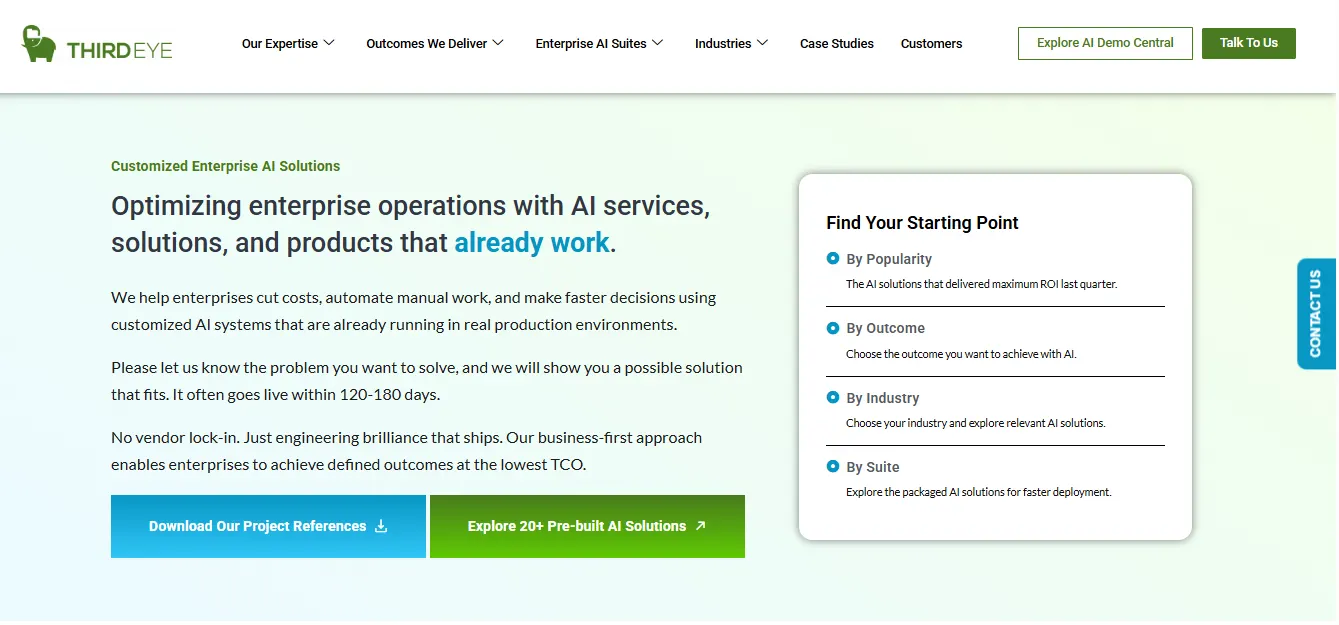 ThirdEye Data AI and data engineering homepage preview