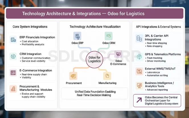  Technology Architecture & Integrations Around Odoo for Logistics. 