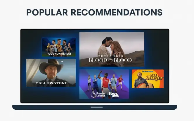 displaying OTT dashboard with revenue stats, localized content, and subscription device options.