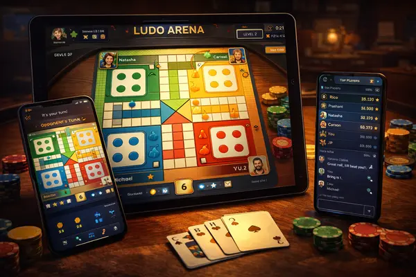 Ludo Arena multi-device UI screens