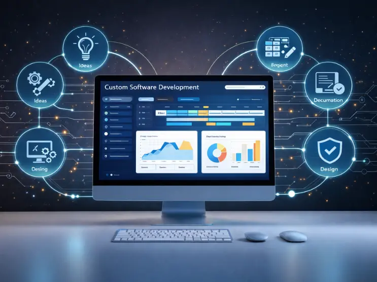Team reviewing software project scope and budget