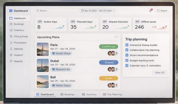 Travel app UI mockup preview