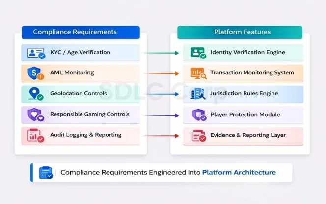 Core compliance requirements mapped to iGaming platform features