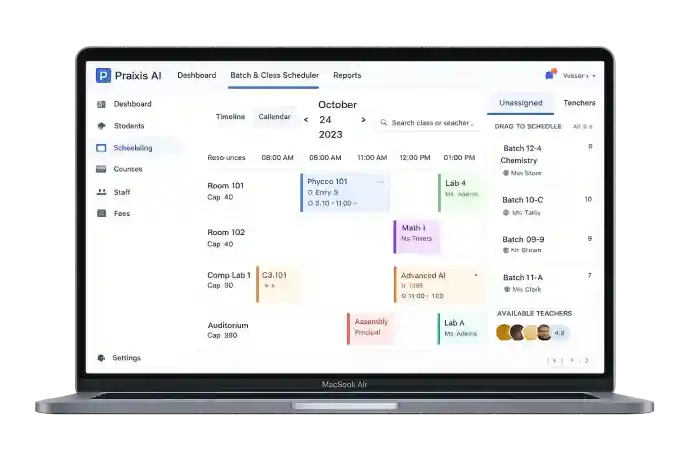 Praxis AI batch and class scheduler