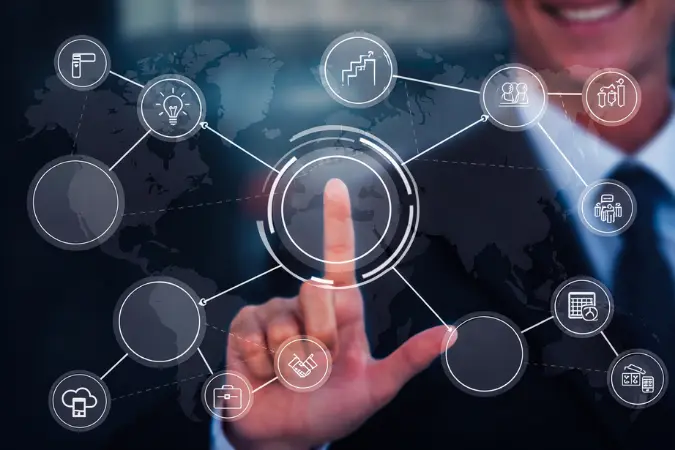 AI system integrating with business tools and connected applications