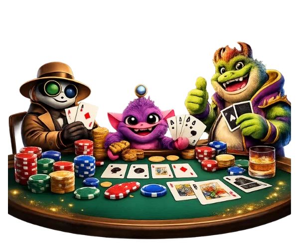 ClubSphere club-based poker platform hero illustration with poker chips and playing cards.