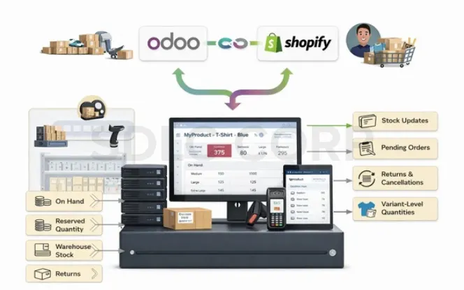 Shopify Odoo inventory sync logic dashboard