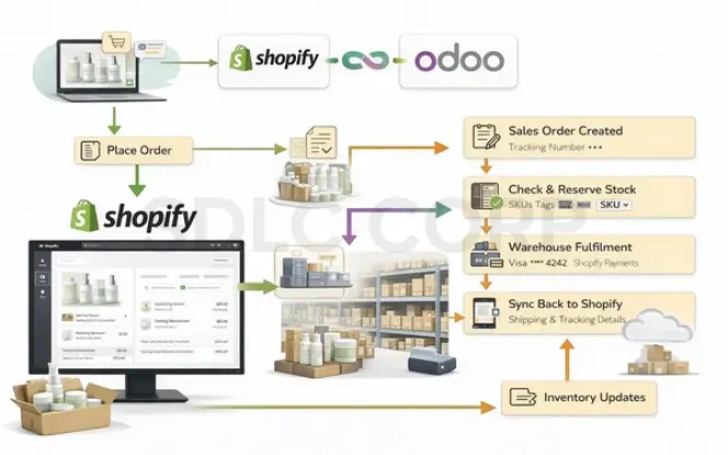 Shopify Odoo order and inventory workflow