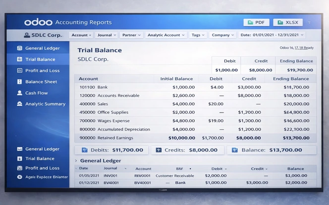 Advanced Odoo accounting custom reports with analytics and financial summaries