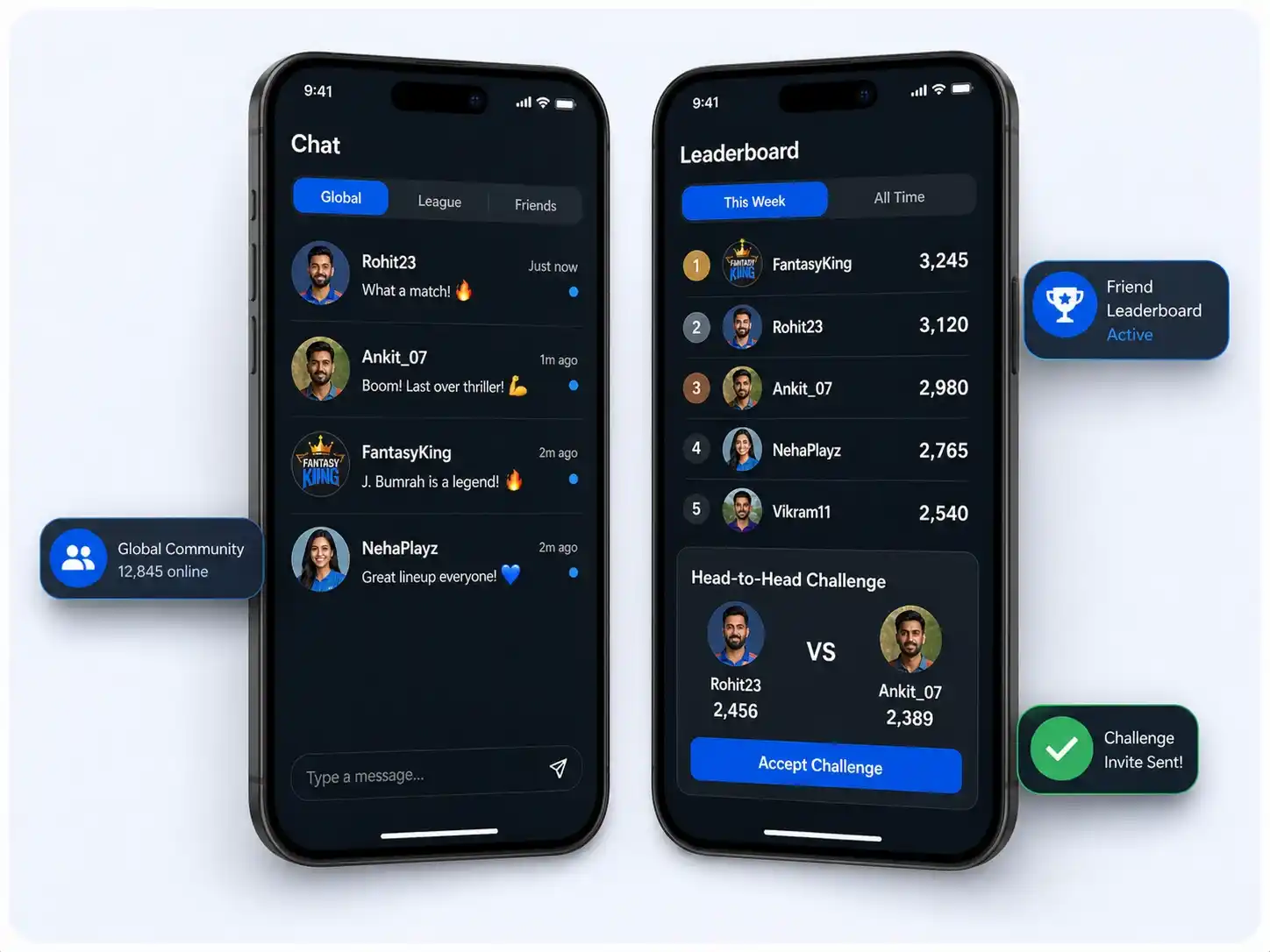 Social features fantasy sports app