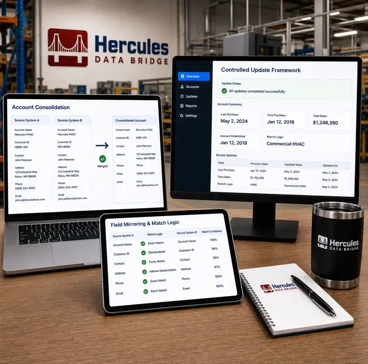 ActiveCampaign CRM cleanup and Phocas reporting data bridge for Hercules Industries