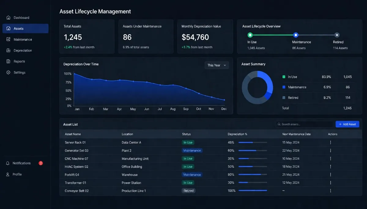 Odoo Asset Management dashboard