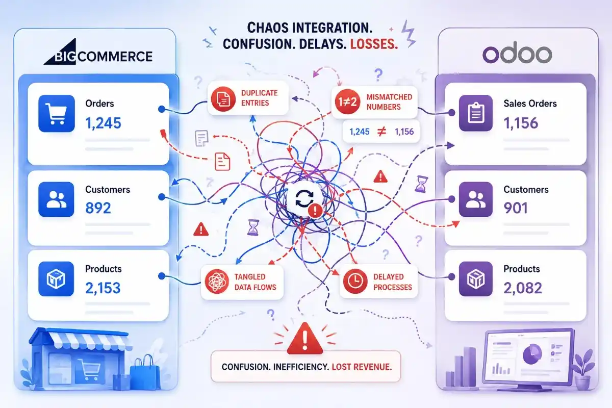 BigCommerce Odoo integration workflow challenge