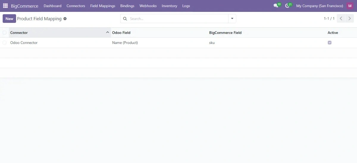 Map BigCommerce fields with Odoo fields