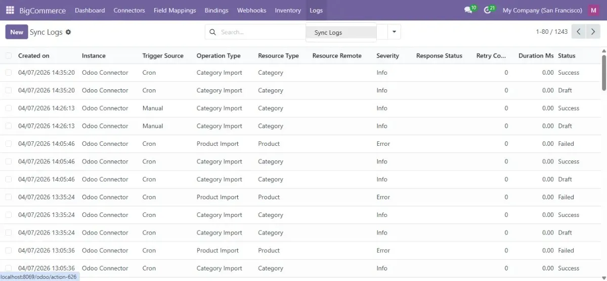 Enable BigCommerce Odoo live sync
