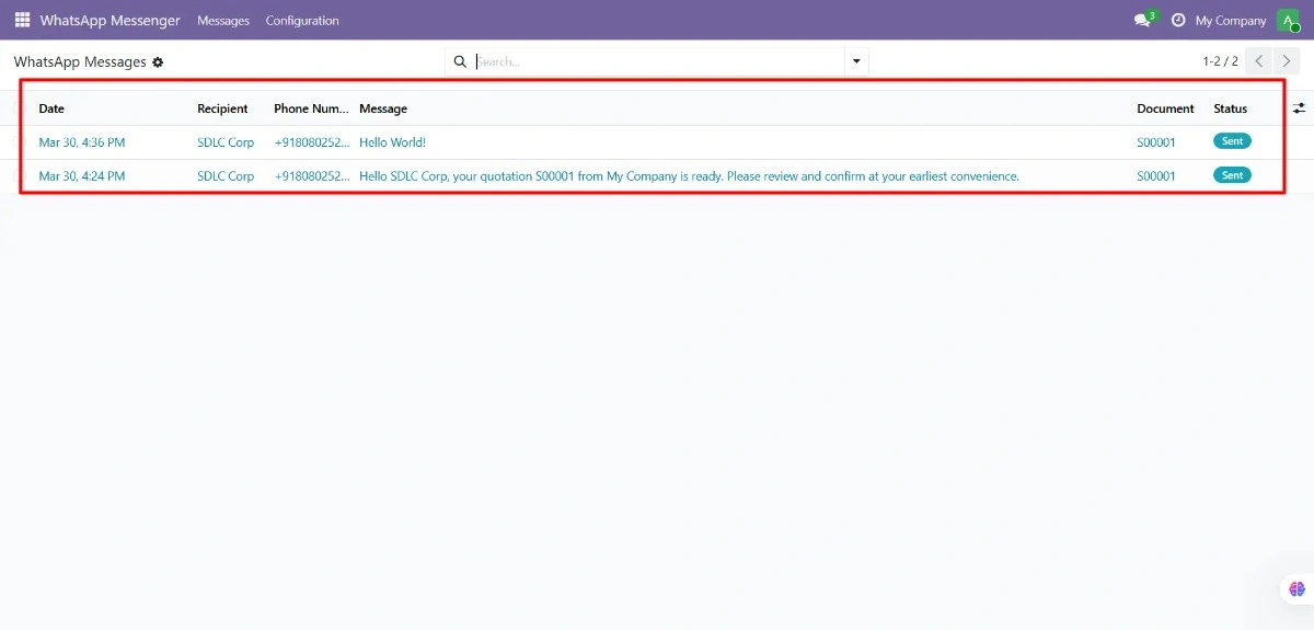 Send and track WhatsApp messages from Odoo
