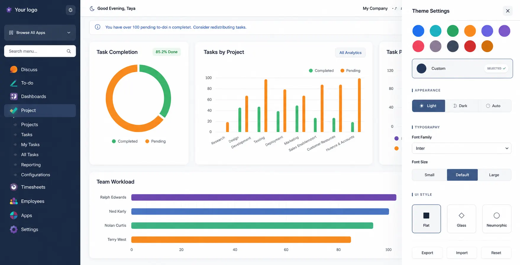Theme defaults settings in Premium Odoo Backend Theme