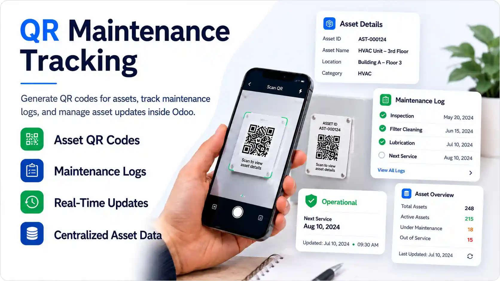 QR maintenance tracking for Odoo