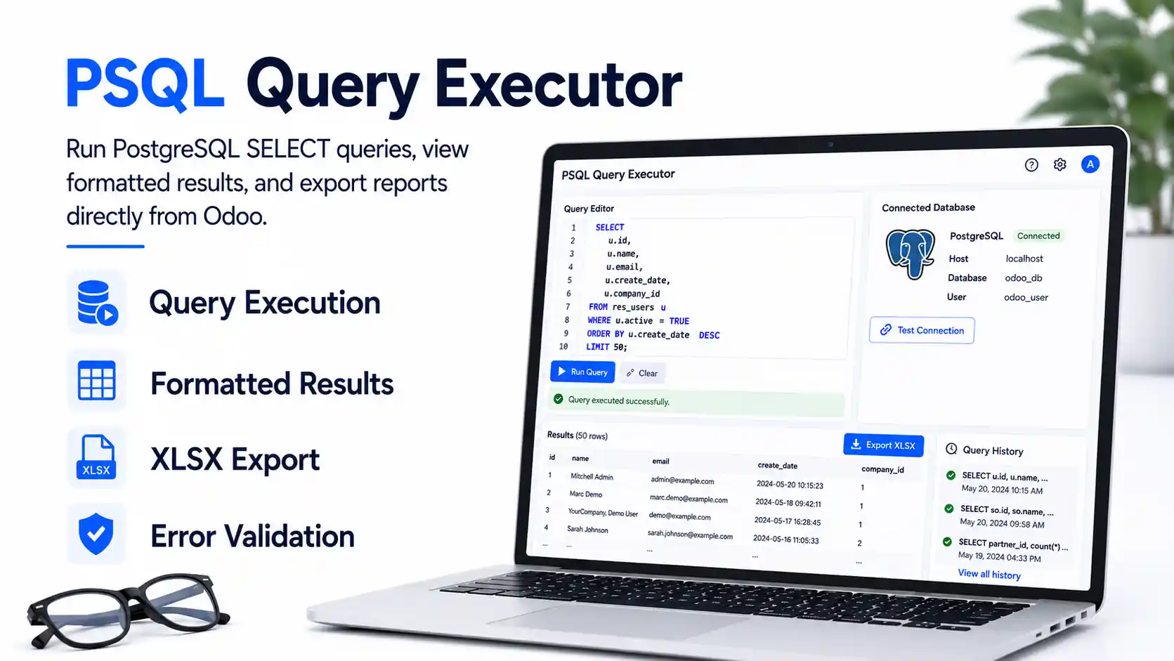 PSQL query executor for Odoo