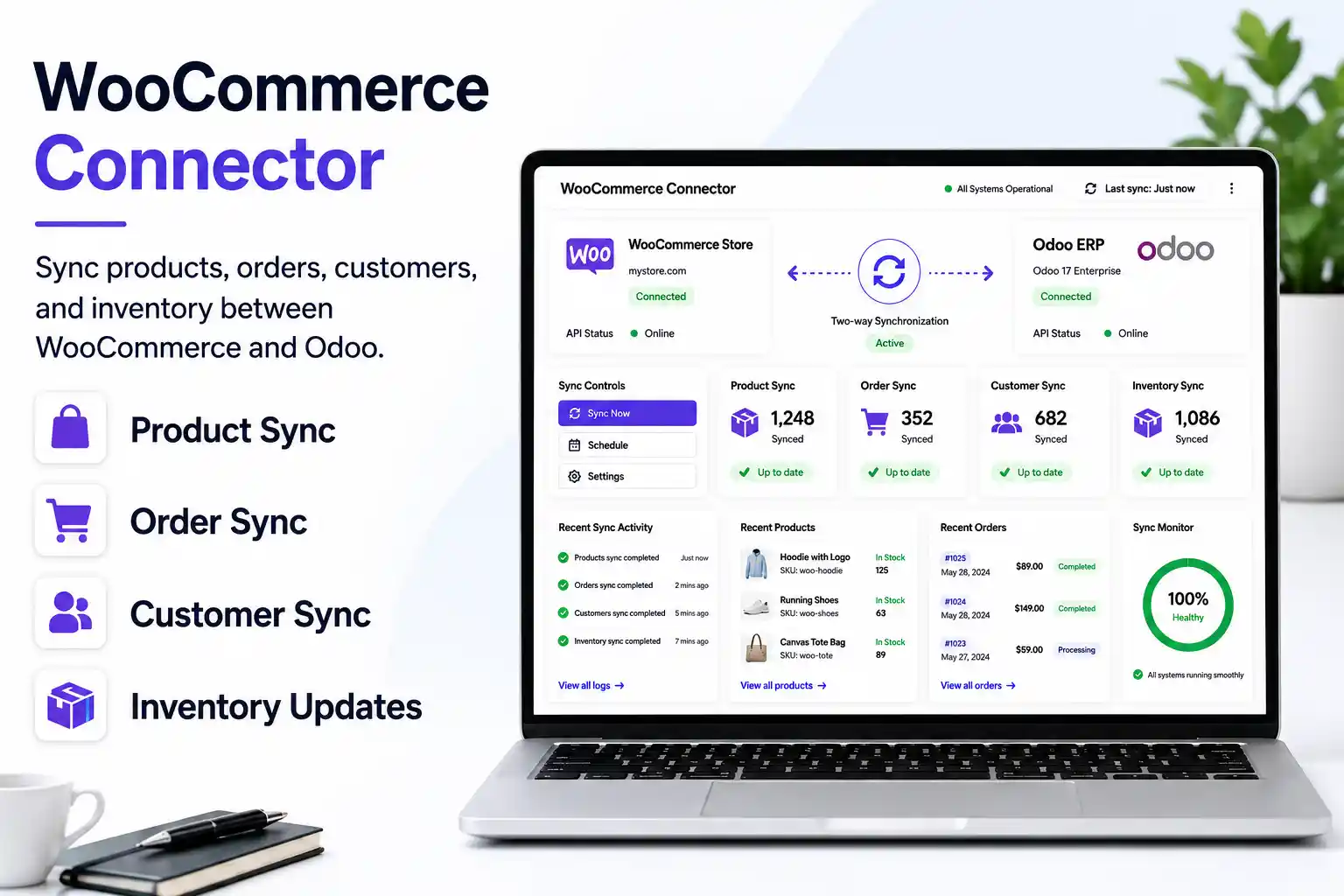 Odoo WooCommerce connector dashboard