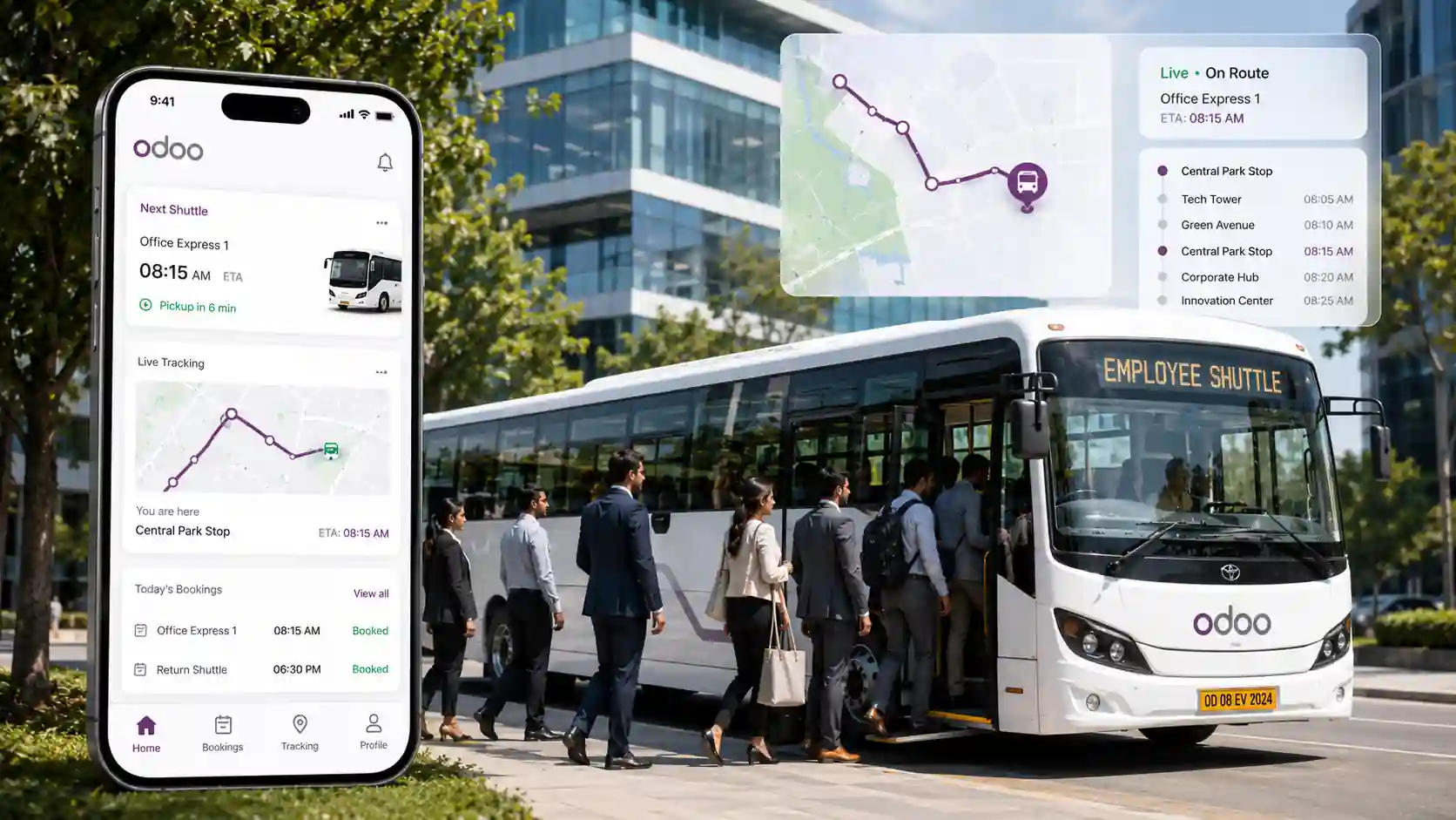 Odoo employee shuttle management system case study