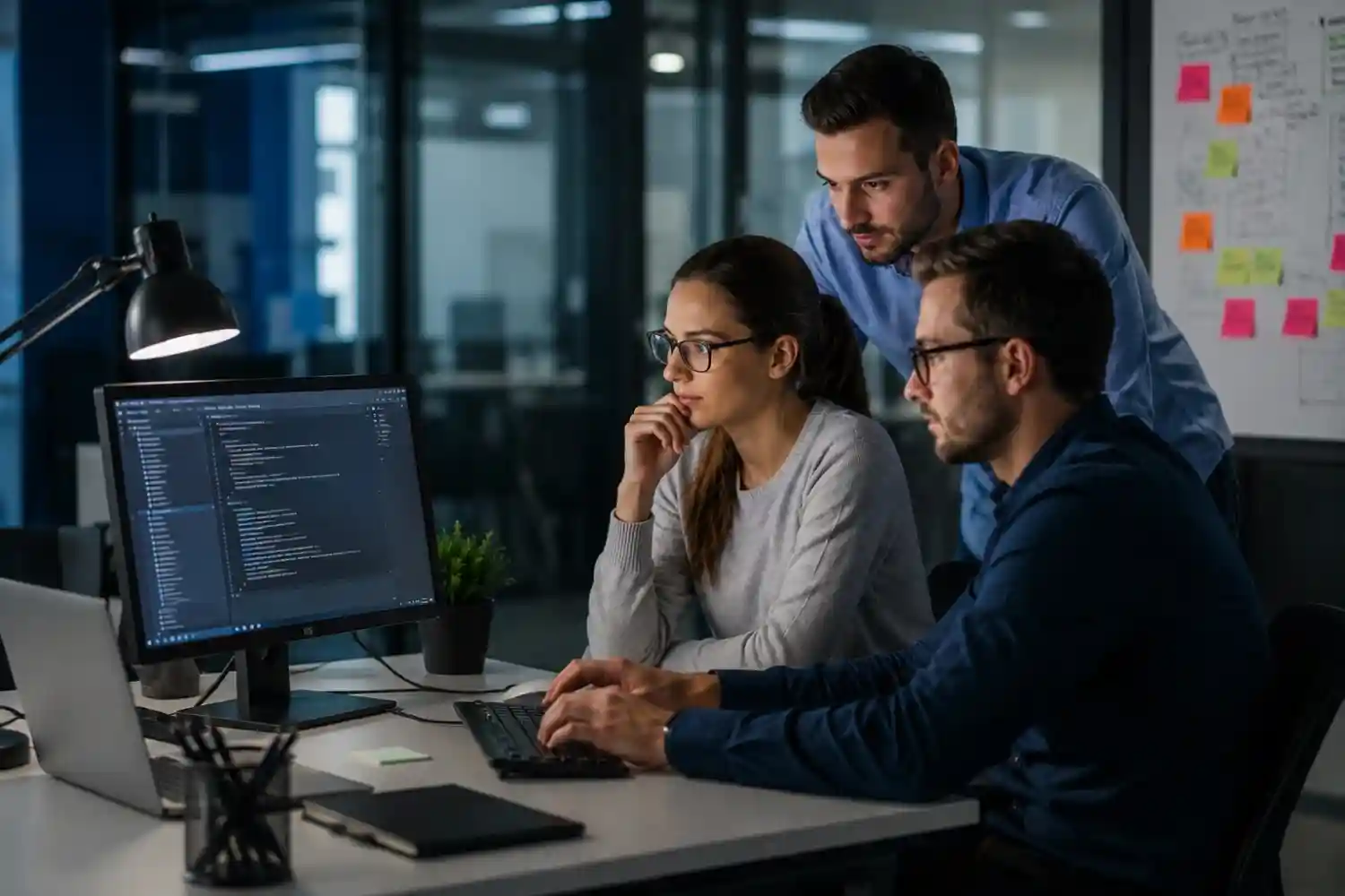 QA engineers reviewing software testing workflows and audit reports