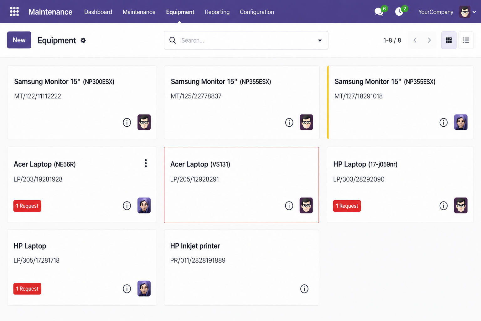 Odoo QR-based maintenance tracking dashboard for industrial operations
