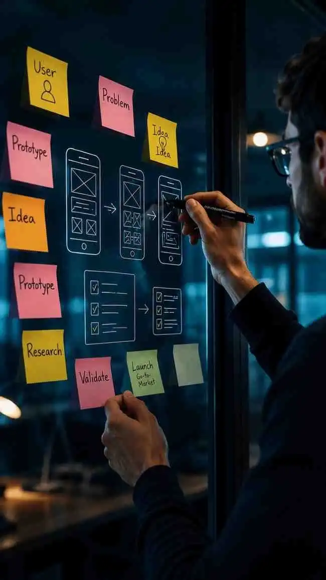 Startup product ideation and validation workshop session at SDLC Corp