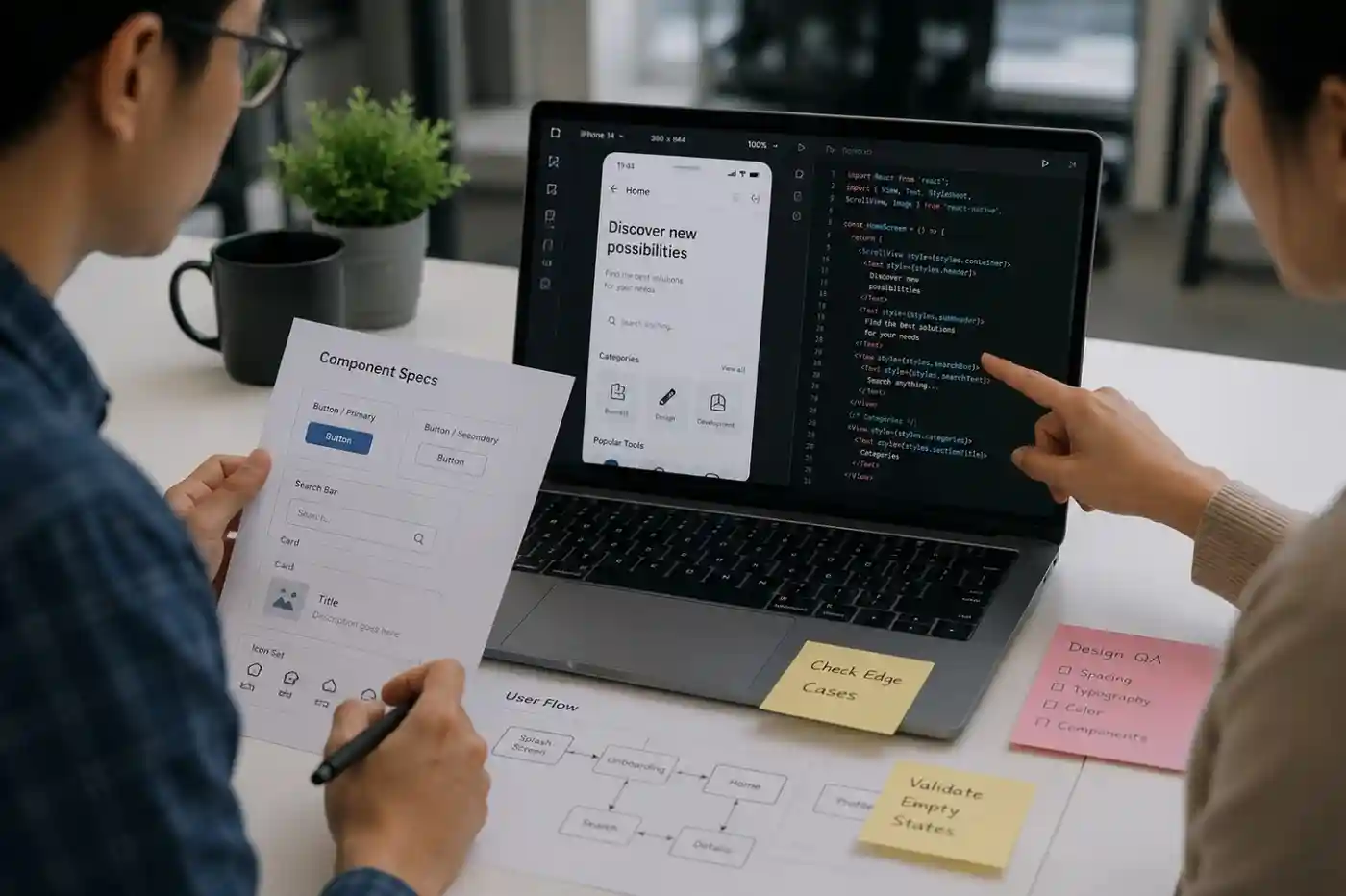 Developer handoff with design tokens and component specs