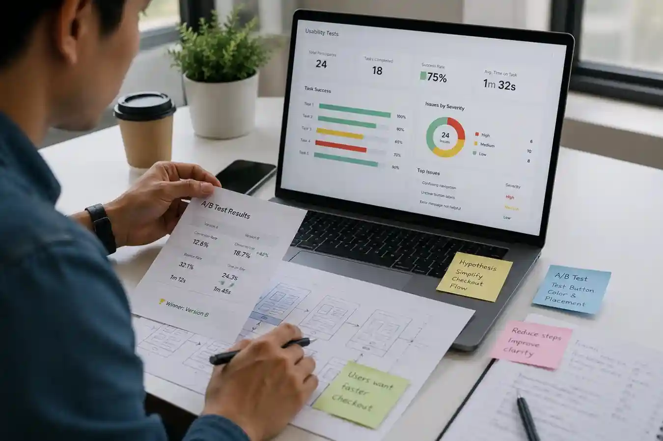 Usability testing and A/B testing for UX validation